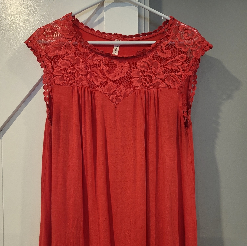 XL SI Enchanting Lace top - Coral